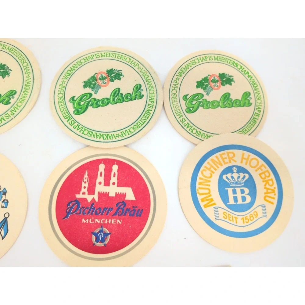 VTG German Beer Bar Coaster Spatenbrau Hackerbrau Grolsch Munchner Pschorr Brau